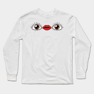 Eye Mouth Eye Emoji Long Sleeve T-Shirt